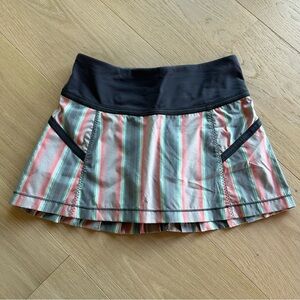 Lululemon Athletica Pink and White Pleated Skater Mini Skirt